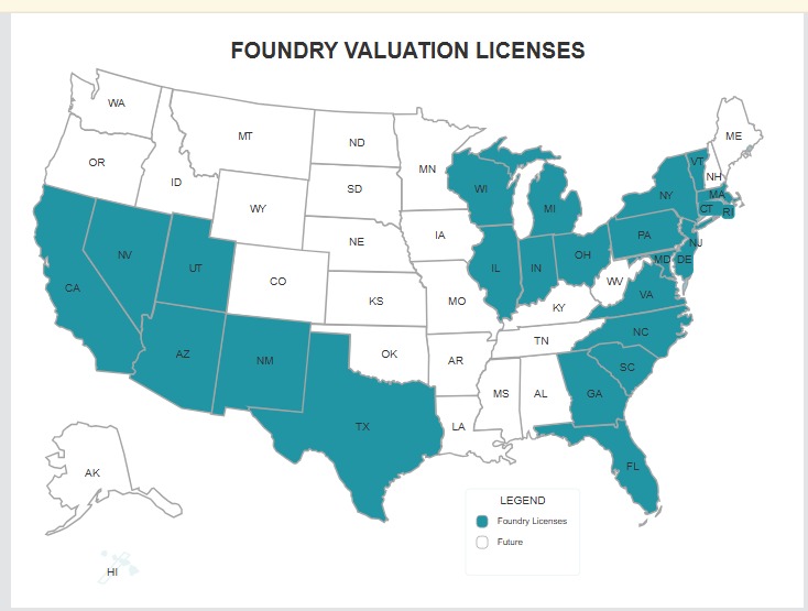 Foundry Valuation Licenses Map